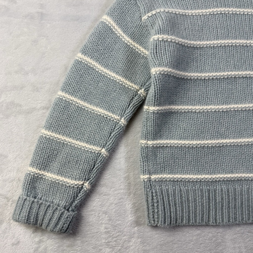 Garnet Hill 100% Recycled Cashmere Turtleneck Sweater Women's XS Blue Striped - Picture 12 of 13